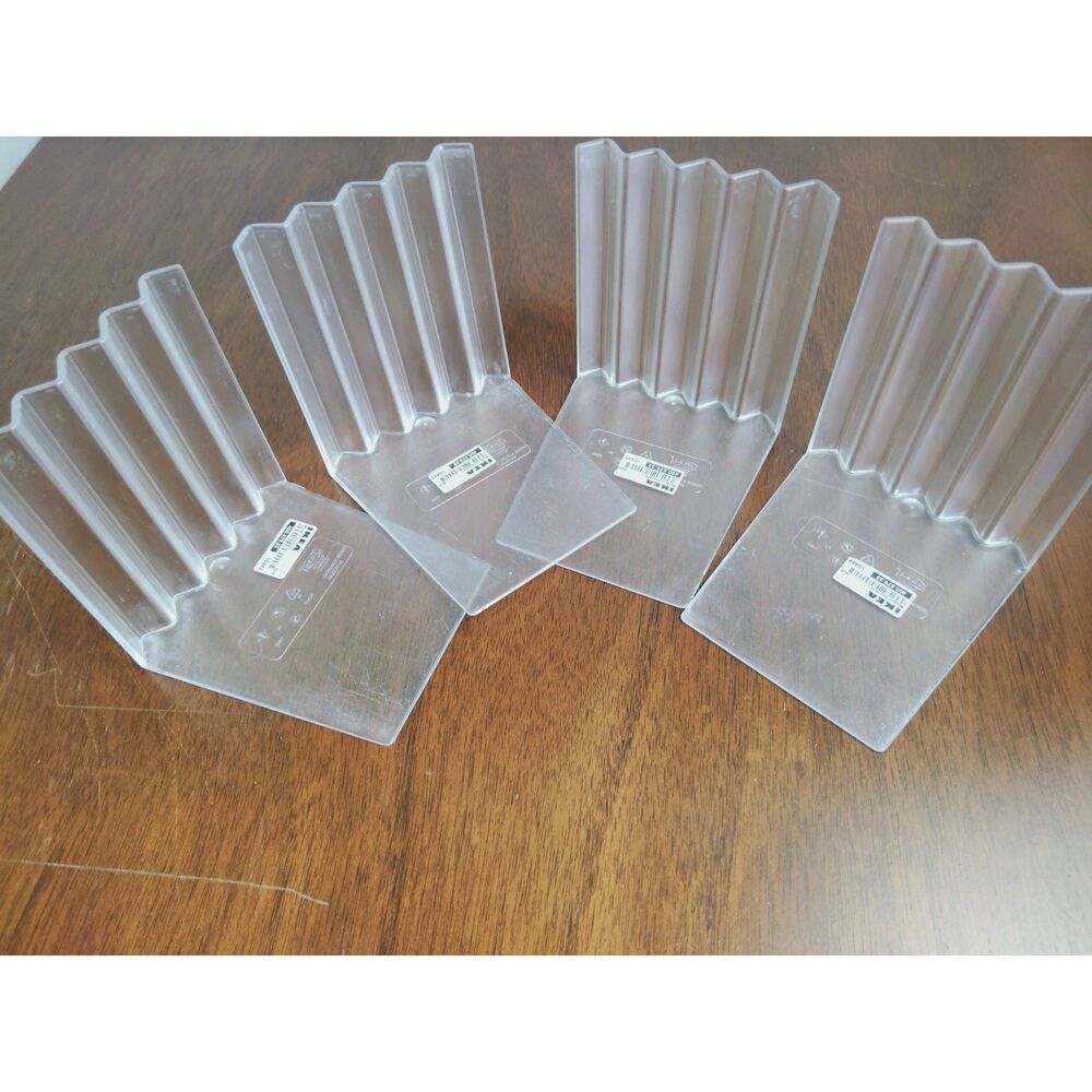 IKEA Zigzag Transparent Minimalist Acrylic Bookends 4 Counts Gemany Made NWT